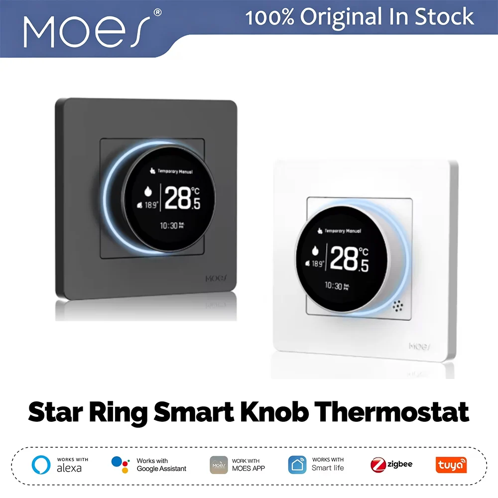 MOES Tuya  Star Ring Smart Knob Thermostat Zigbee 3.0 APP Remote Control Energy Save Mode Voice Control by Alexa Google