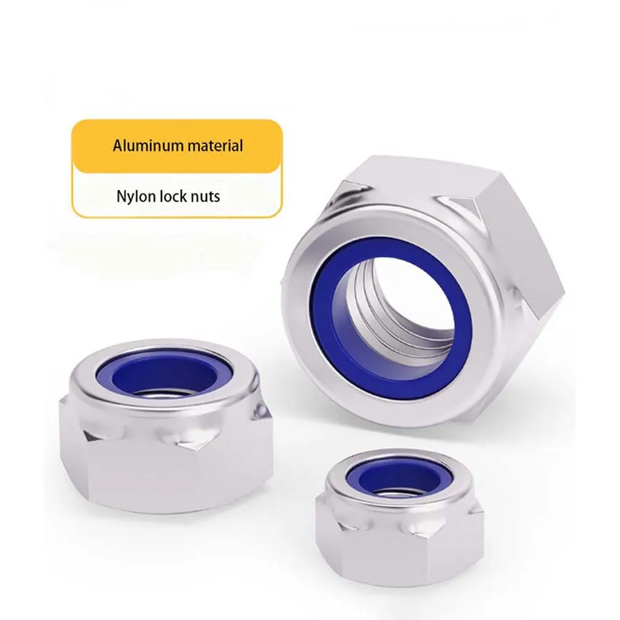 DIN985 6061 Aluminum Alloy Nylon Self-locking Hexagonal Nut Locking Nut anti Loosening With Nylon Ring M3M4M5M6M8M10mm Nut
