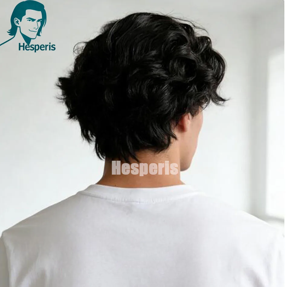 ヘスペリス メンズ 人毛ウィッグ プレスタイル 透明レースフロント 人毛システム 男性用ウィッグ ヘアピース