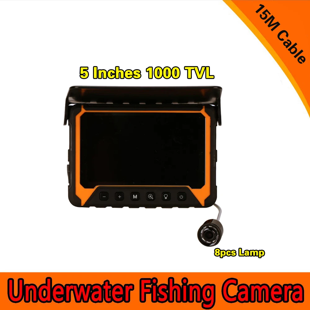 1 Set 15/30M Cable Underwater Fishing Camera With 5 Inches LCD Screen 8 Pcs Lamp Night Version HD DVR System Fish Finder