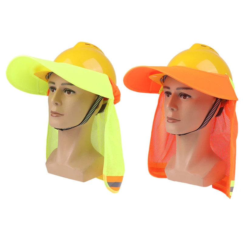 Casque d'Été Rigide à Rayures Moulées, Visière de Protection du Cou, Accessoires pour Travailleur en Plein Air
