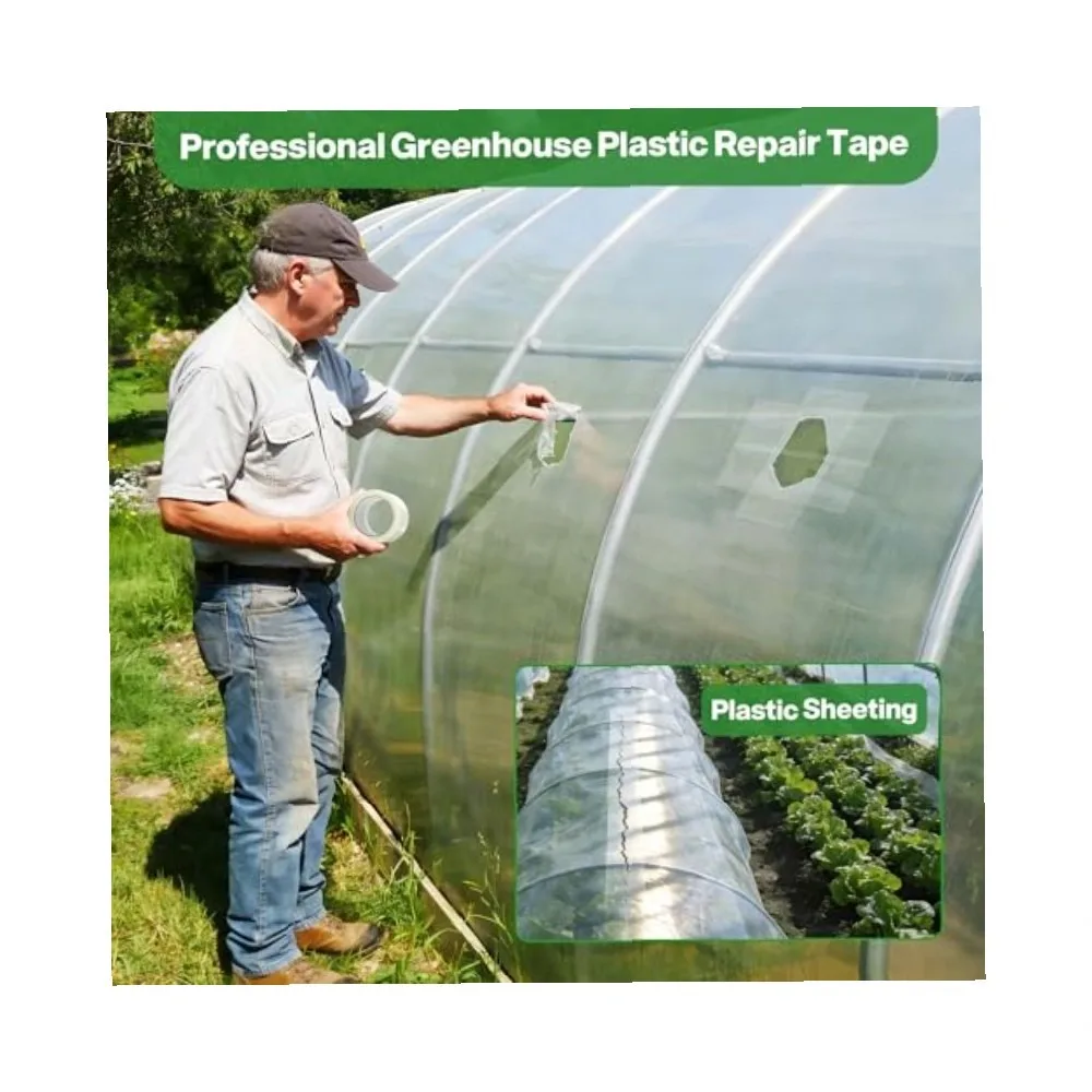 Greenhouse Repair Tape Clear Heavy Duty Waterproof UV Resistant Polyethylene Tape 5.5 Mil for Greenhouse Plastic Film