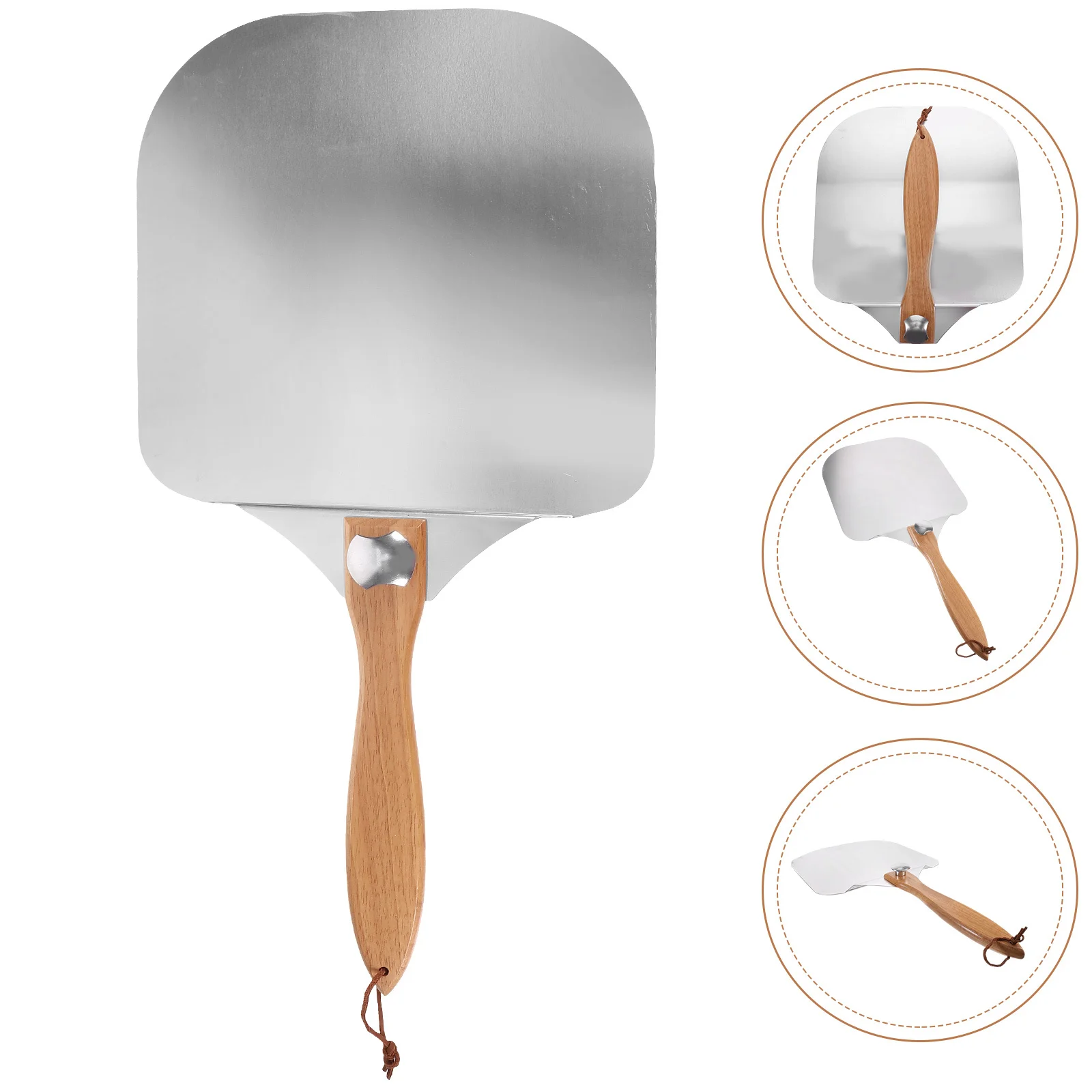 

Wood Handle Pizza Shovel Aluminum Baking Spatula Flat Straight Design Cake Server Pie Turner for Home Commercial Use Kitchen