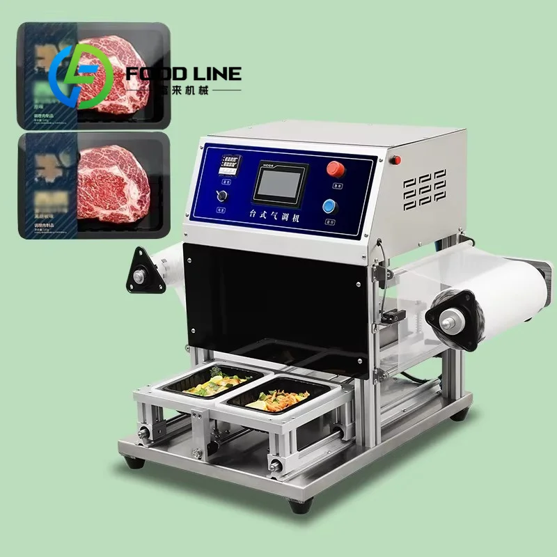 Tabletop MAP Plastic Tray Sealing Machine Gas Flush Fresh Food Modified Atmosphere Packaging Machine for Home Hotel Restaurant