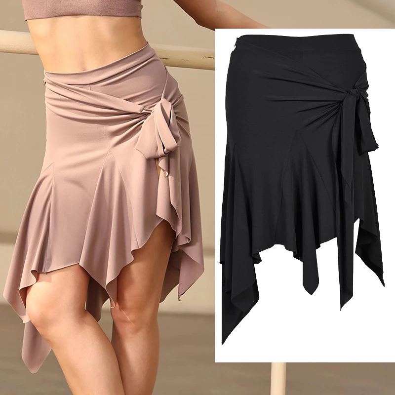 

Новинка 2025, юбка для латинских танцев, женская юбка с нерегулярным разрезом, тренировочная одежда для взрослых, тренировочная одежда для танцев, румба, самба, ча-ча, BL16665