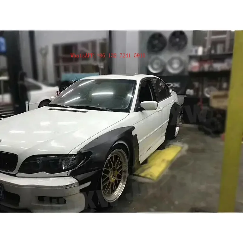 Car Wide Accessories For  E46 FRP Fiber Glass Bodykit Cover Front Lip Rear Fender Trunk Spoiler Rocket Bunny Parts