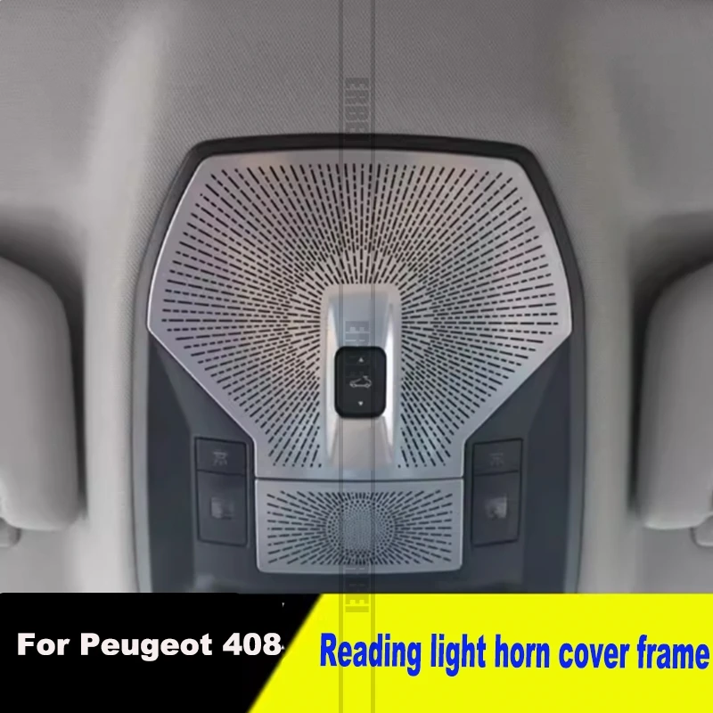 

Modified roof reading light protection decorative frame stainless steel reading light protection cover For Peugeot 408