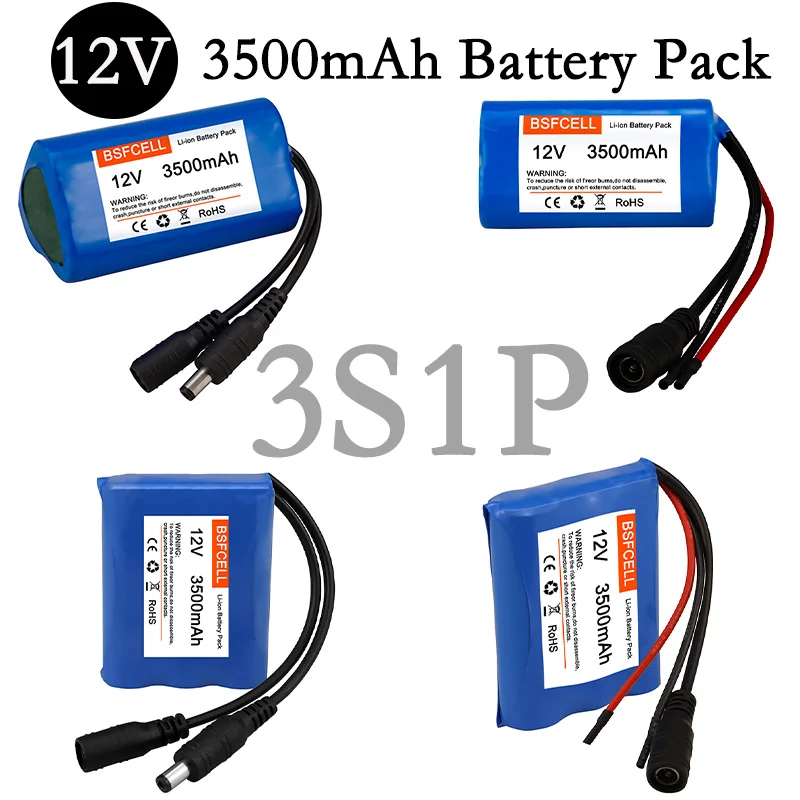 12V Battery 3500mAh/7000mAh/10500mAh/14000mAh/17500mAh Rechargeable Li-ion Battery Pack