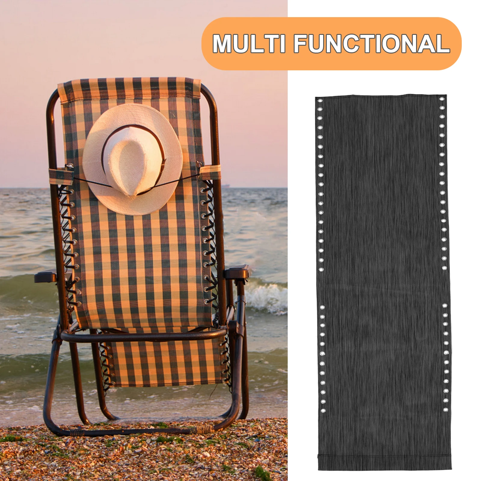 

Folding Chair Accessories Durable Beach Sling Replacement Canvas Cloth Black Gray Chairs Outdoor Travel Lightweight