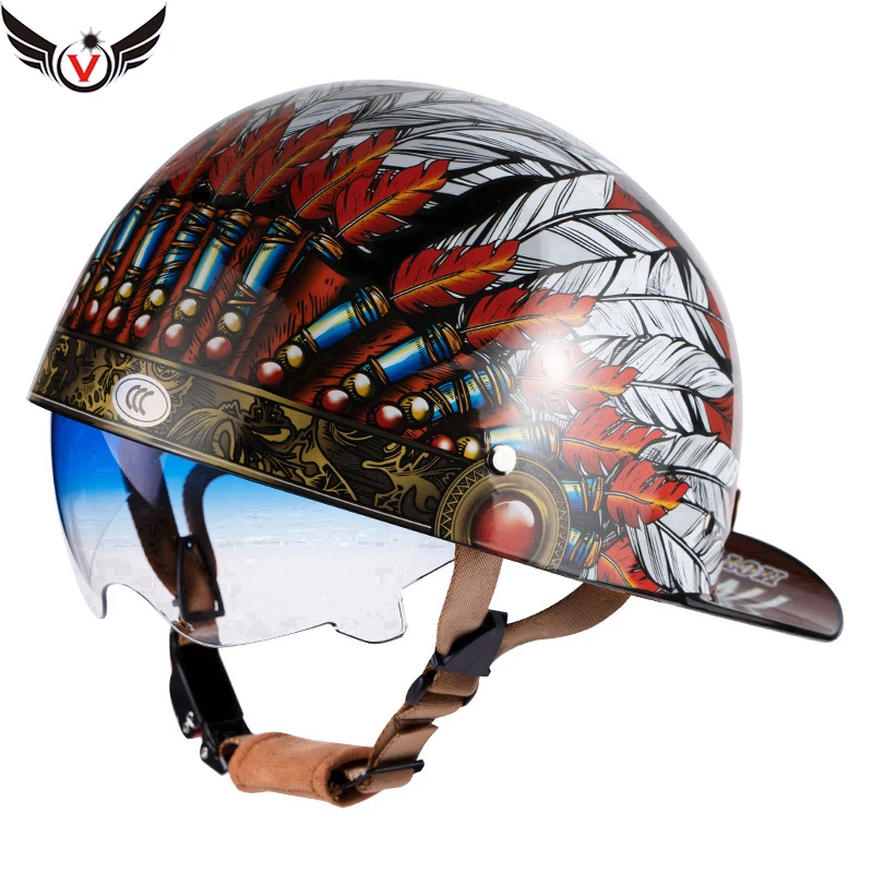 

V Retro Half Scooter Helmet Baseball Cap Safety for Motorbike Harley Vintage Electric Cycling Motorcycle Classic Fashion Helmets