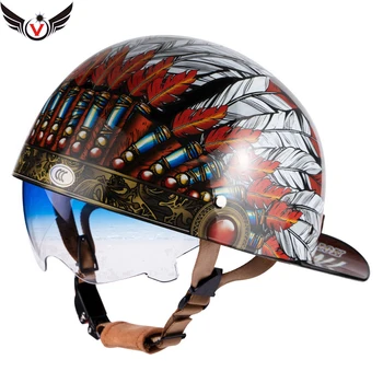 V Retro Half Scooter Helmet Baseball Cap Safety Motorcycle Harley Vintage Electric Bike Motorcycle Classic Fashion Helmets