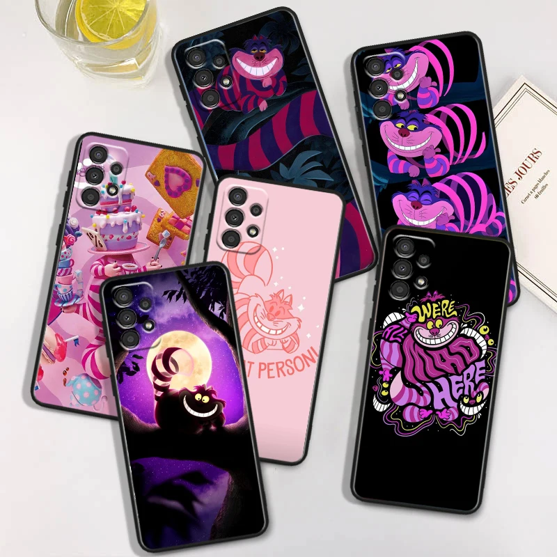 Disney Alice in Wonderland Black Phone Case For Samsung Note 8 9 10 20 Plus Lite Ultra M14 30 32 53 54 60 62 80 S Soft Cover