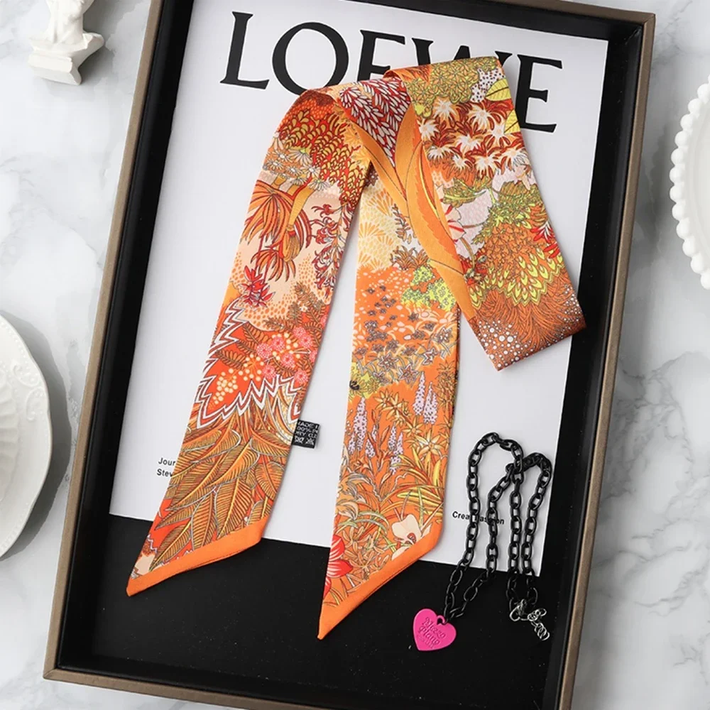 Summer New Horse Secret Garden Female Decoration Twill Long Ribbon Binding Bag Silk Ribbon Hair Belt Hot Selling Small Scarf image 4
