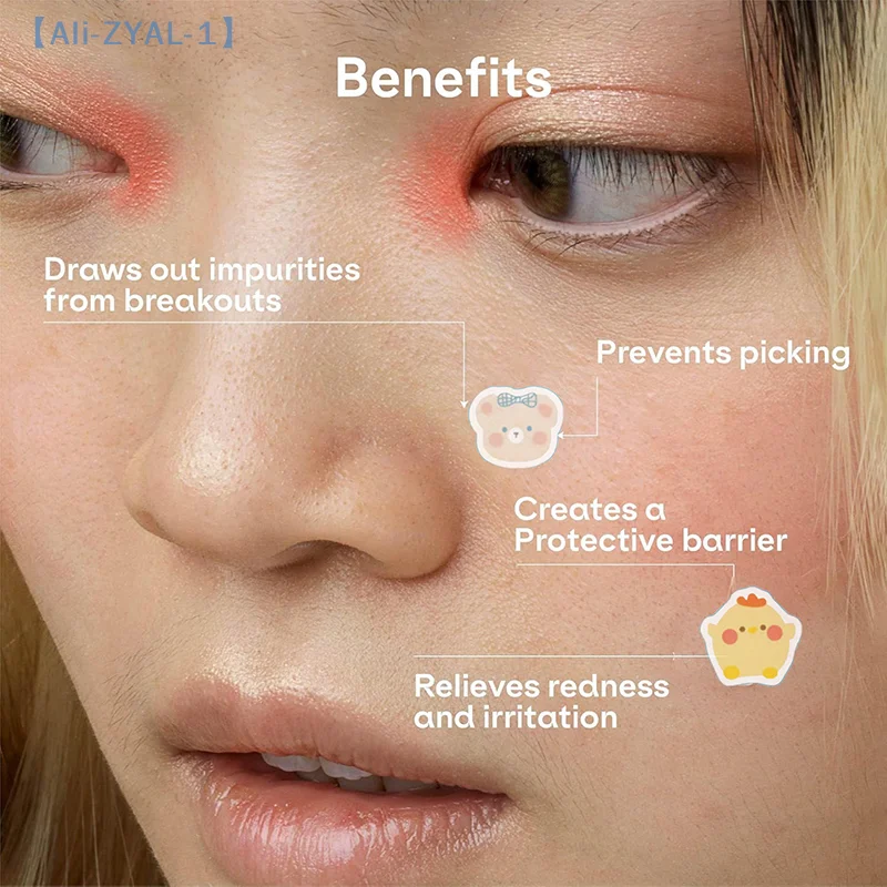 【ZYAL-1】100 szt. Plastry na trądzik z motywem misia, niewidoczne, profesjonalne, lecznicze