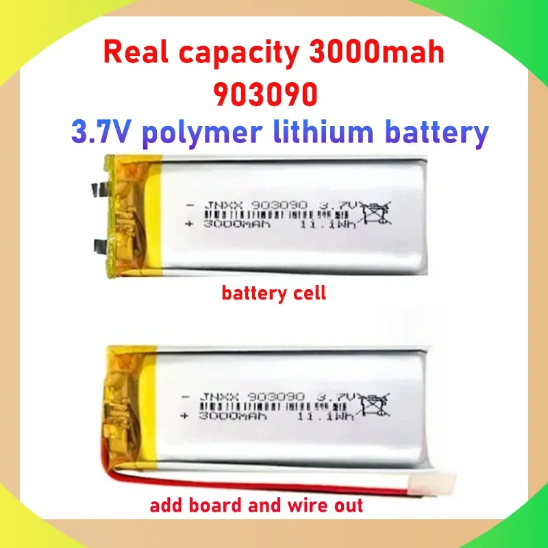 

903090 3.7V Polymer Lithium Battery Real Capacity 3000mAh Suitable for Solar Lamp Small Speaker Cervical Spine Heater Massager