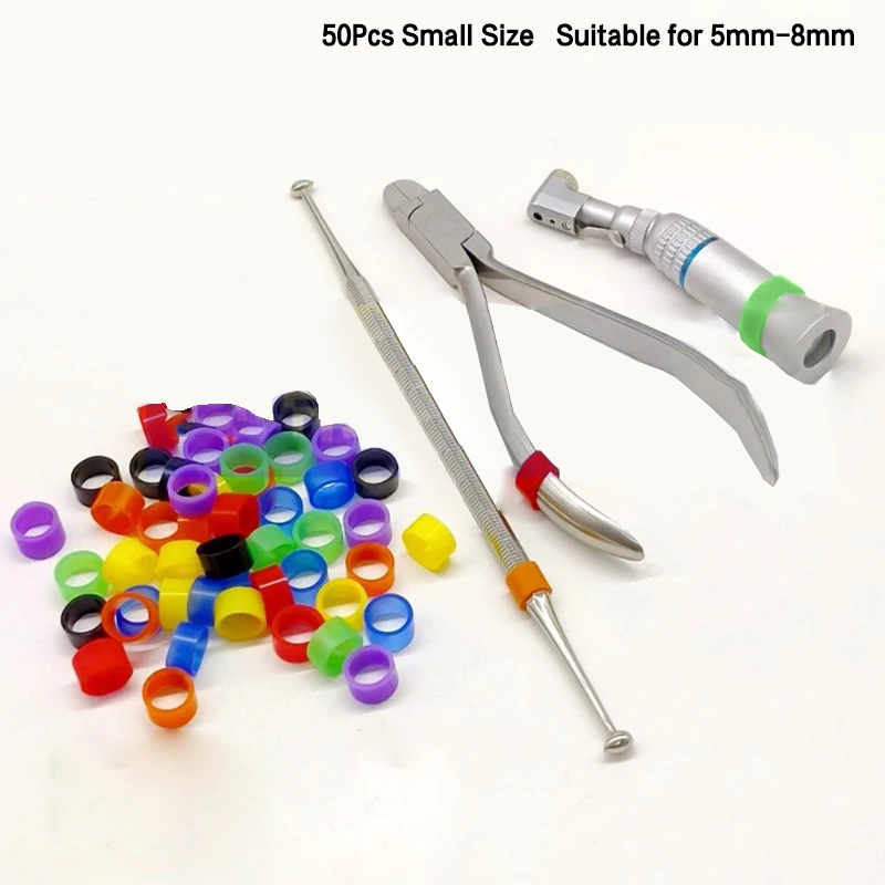 

50 шт., универсальные разноцветные силиконовые кольца для наконечников и инструментов