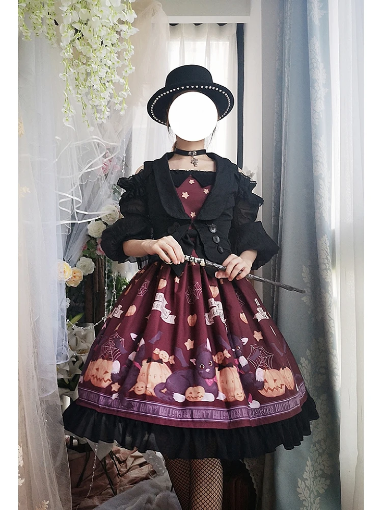 Robe Lolita JSK imprimée pour Halloween, avec nœud