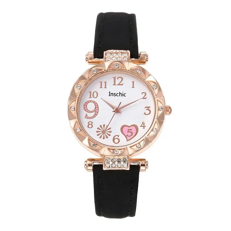 

Fashionable and Trendy Circular Women's Watch Simple PU Leather Strap Quartz Wristwatch Female Light Luxury Multi-color Watches