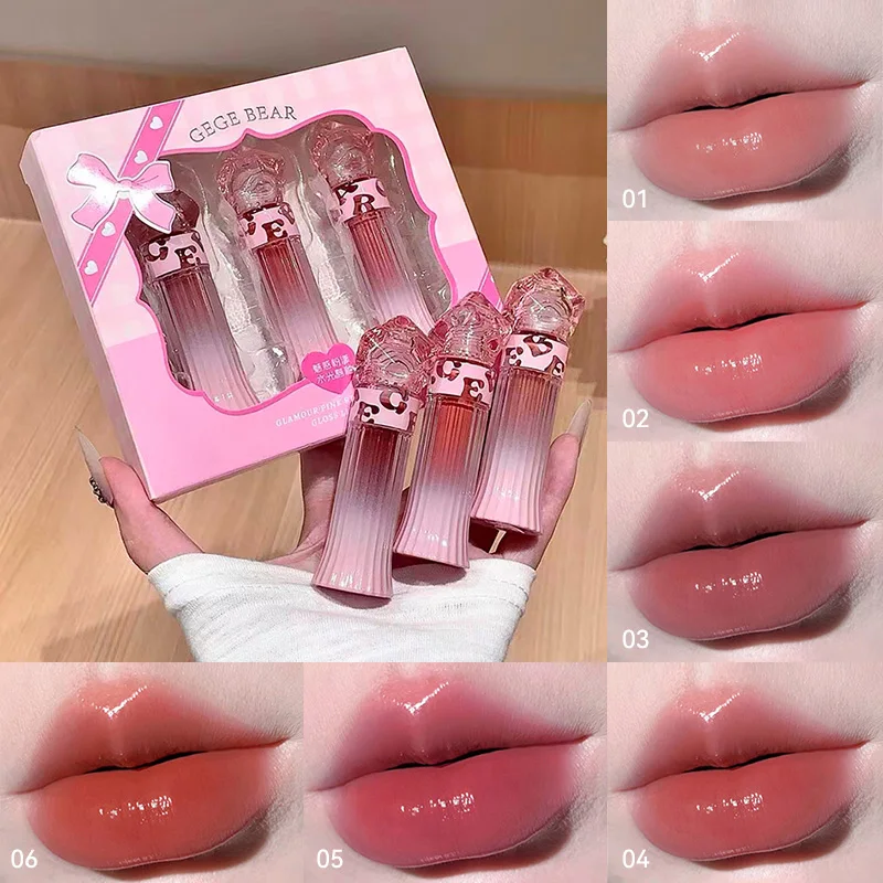 Mirror Water Lip Gloss 6 Colors GEGE BEAR Nourishing Moisturizing Long Lasting Plumping Non-Stick Dewy Lip Glaze Korean Makeup