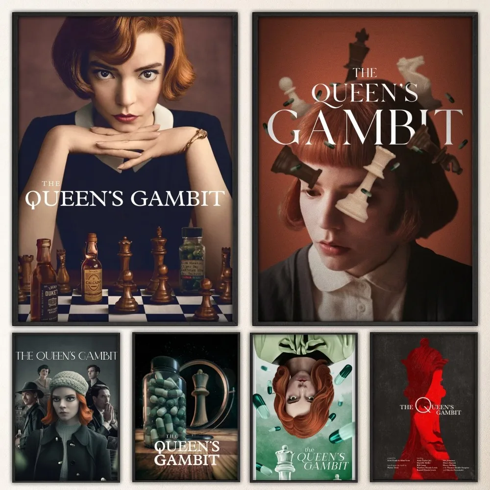 Póster de película The Queen S Gambit, de lujo para pared pegatina de sala de estar, Bar, pintura decorativa Vintage, medio