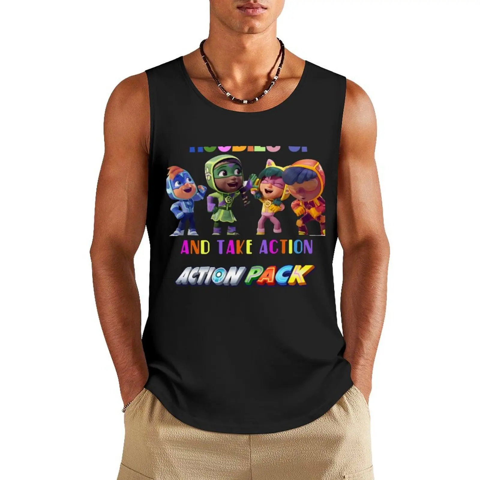 

Action Pack 3 (3) Tank Top T-shirt male cool things gym clothes for man Gym wear
