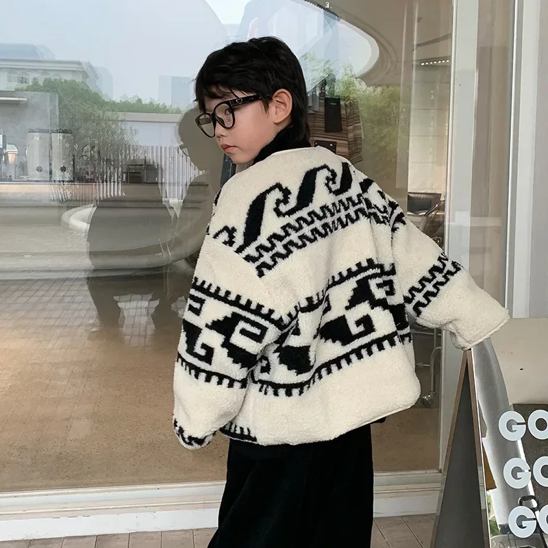 Children Clothing Boys Korean Style All Match Cmfortable Knitted Coat 2024 Winter New Boys Handsome Fashion Casual Loose Coat