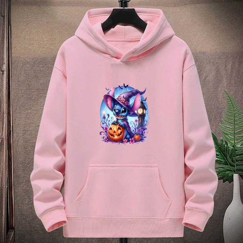 

Новинка Disney Stitch 2025 года, платье для родителей и детей на Хэллоуин с бархатным свитером, детская толстовка с капюшоном