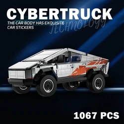 1067 PCS MOC Car Cybertruck City Speed Racer Building Blocks Bricks Technical Racing Vehicle Model Garage Toys for Kids Gifts