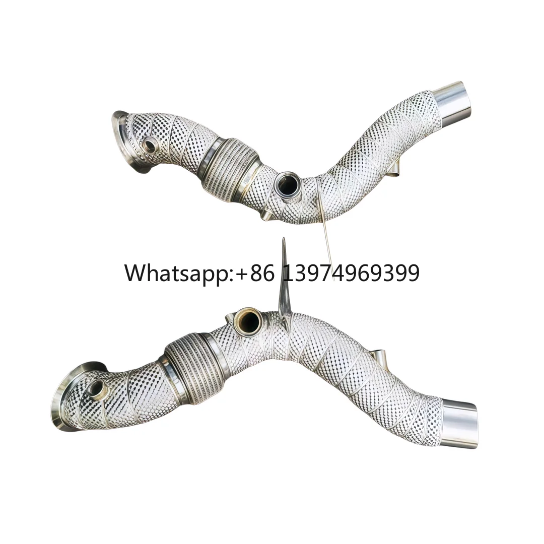 For DEX Stainless Steel With Heat Shiled High Flow Exhaust Downpipe for Ferrari F8 3.9T 2019-2024