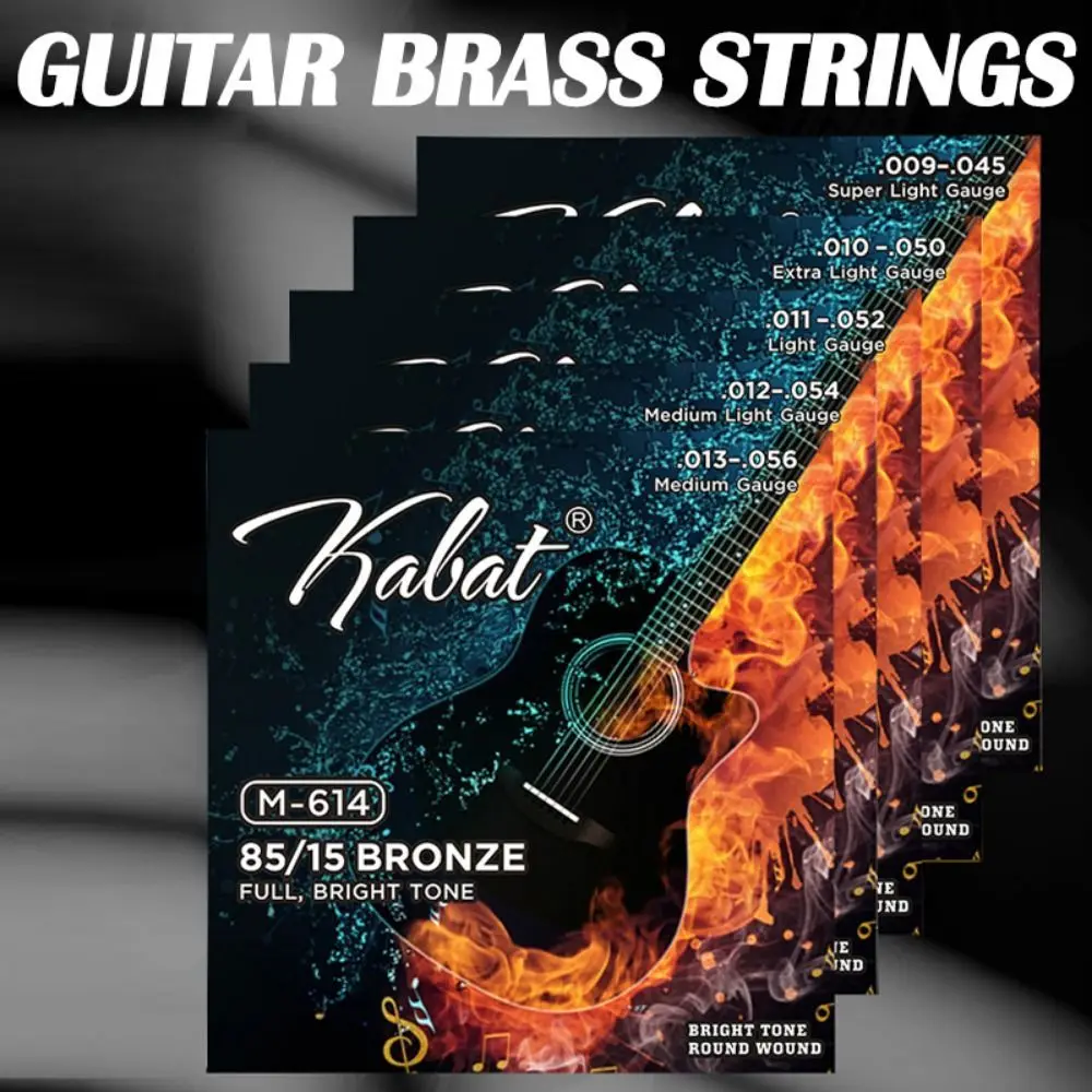 1Set Brass Nylon Acoustic Guitar Strings Good Sound Full Smooth Electric Guitar Strings 6 Strings Durable Folk Guitar Strings