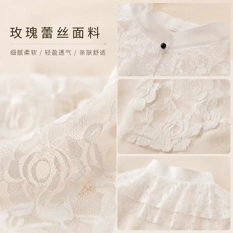 Elegant Lace Floral False Collar shawl Women Stand Collar Detachable Shirt Collar Sweater Dress Neck Decoration Accessories view 5