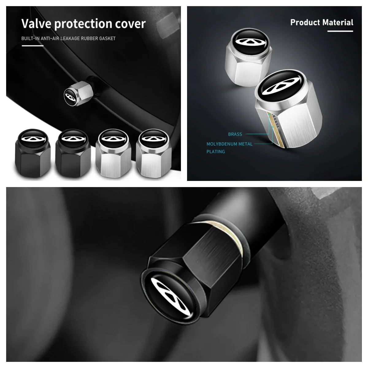 4Pcs Metal Tire Valve Caps Dustproof Stem Cover For Chery Tiggo7 Pro Tiggo8 Pro Omoda C5 Jetour T2 Exeed TXL Wheel Exterior Trim