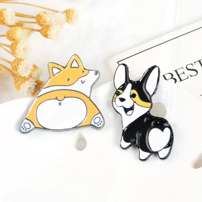 Hat Pins Men's Jackets Backpack Badge for dog mom enamel Metal Pin Jewelry hot Lapel Brooch Creative Corgi Dog Pines women