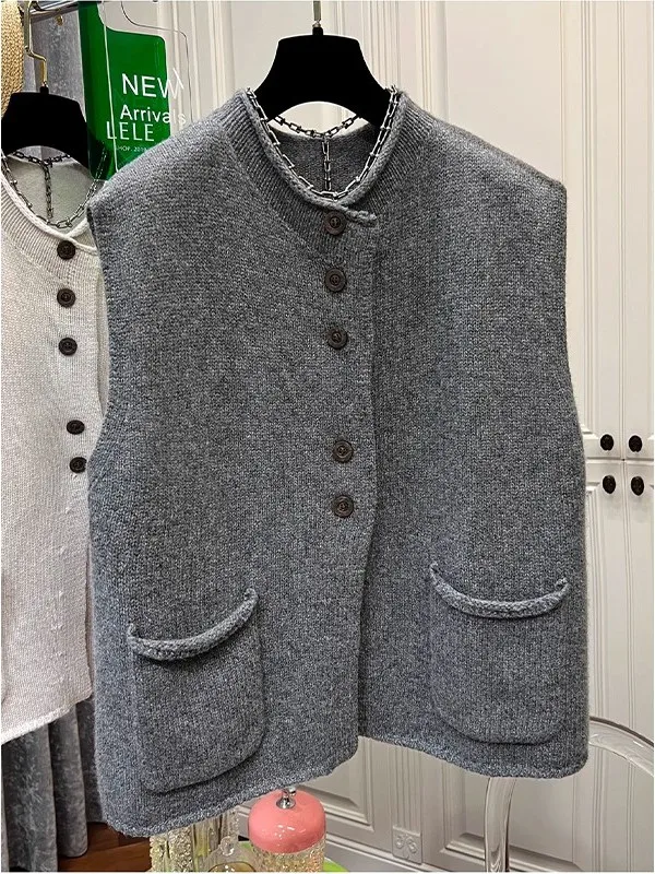 

Свободный вязаный жилет-топ унисекс для мужчин и женщин, осенне-зимняя новинка, модная безрукавка больших размеров до 300 фунтов