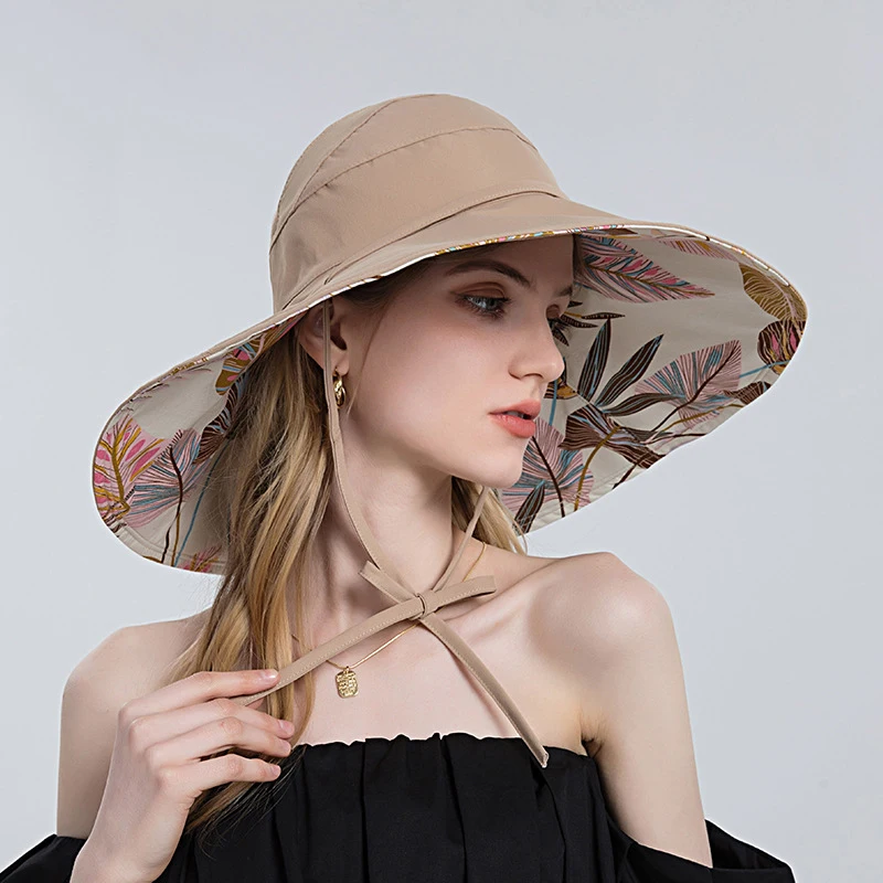 Women  Wide Brim Sun Hats Metal Wired Edge Summer UV Protection Boho Hat for Beach Hiking Garden Travel