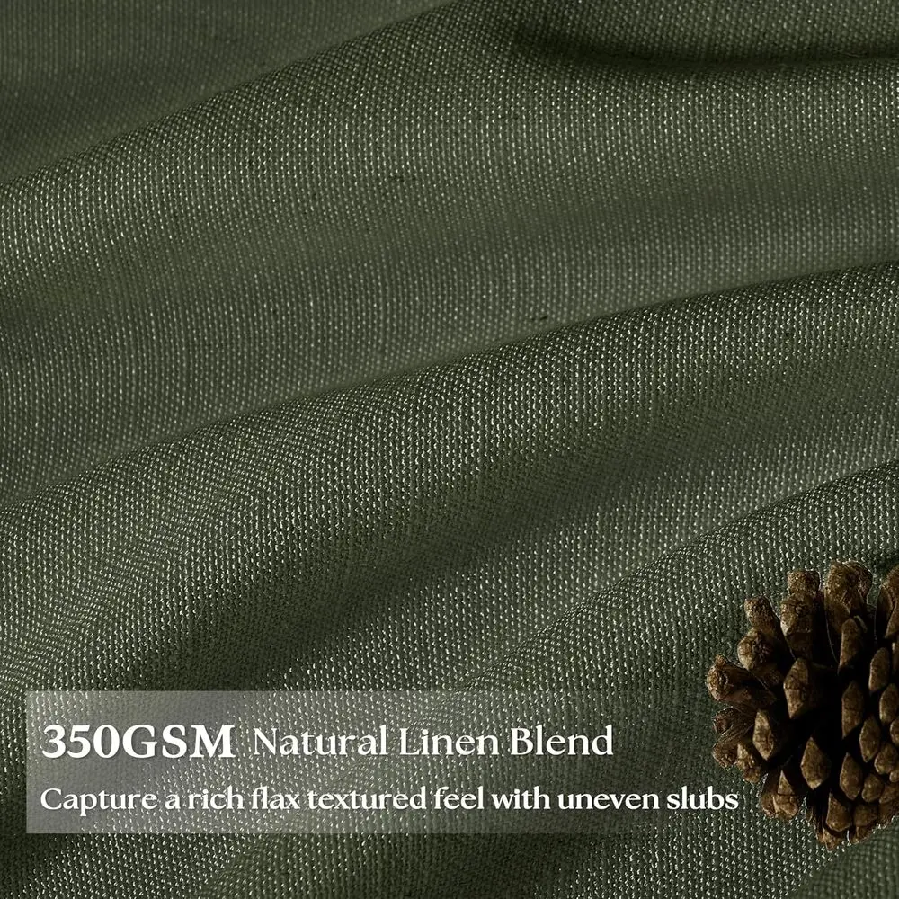 84 Tende plissettate in lino verde cacciatore con ganci, semitrasparente per soggiorno e sala da pranzo