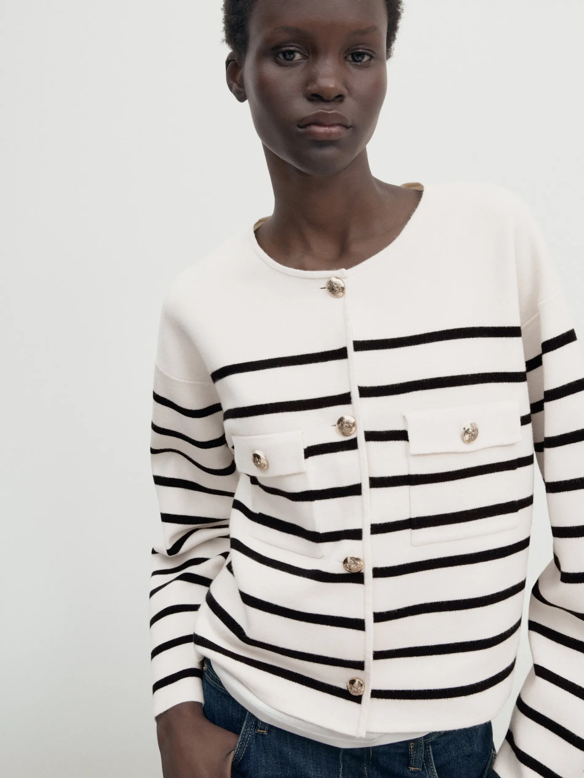 Ethereal MD 2025 massidutti otoño nuevo estilo de moda casual para mujer pequeña fragancia cárdigan de punto a rayas de alta calidad