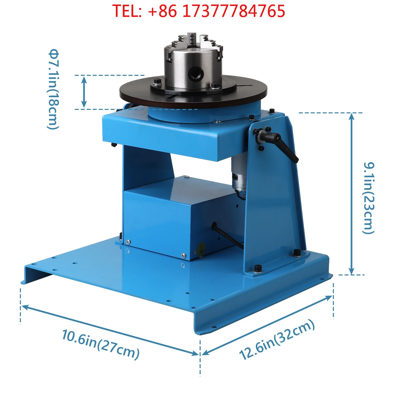 10 KG Semi-Automatic Mini Rotary Welding Positioner - 0-90° Tilting Turn with 65/80 mm 3-Jaw Lathe Chuck for Precision Weldin