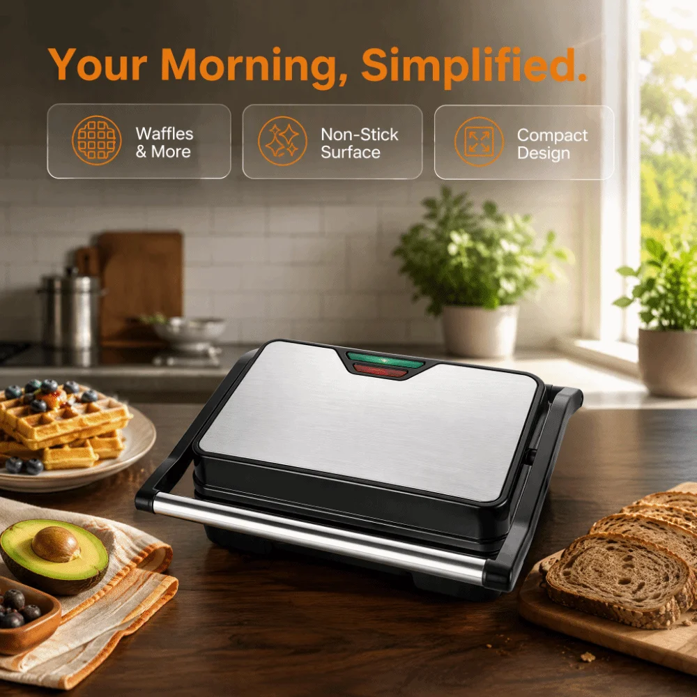 Non-Stick Sandwich Toaster Multifunctional Convenient Breakfast Maker Quick Heating Large Capacity Electric Sandwich Pan