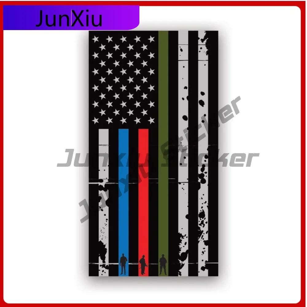 

Vertical Reverse Tattered Thin Blue Line Flag Sticker Creative Decals American Firefighter Fire Usa Flags State Flag Patriotic