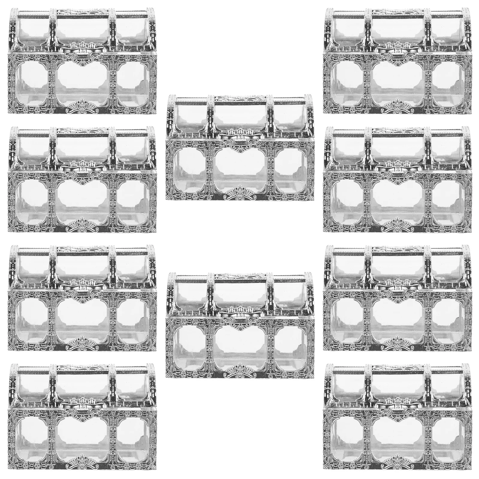 

10Pcs Wedding Candy Box Treasure Chest Design Clear Plastic Candy Container Party Favors Gift Treat Storage Case Durable