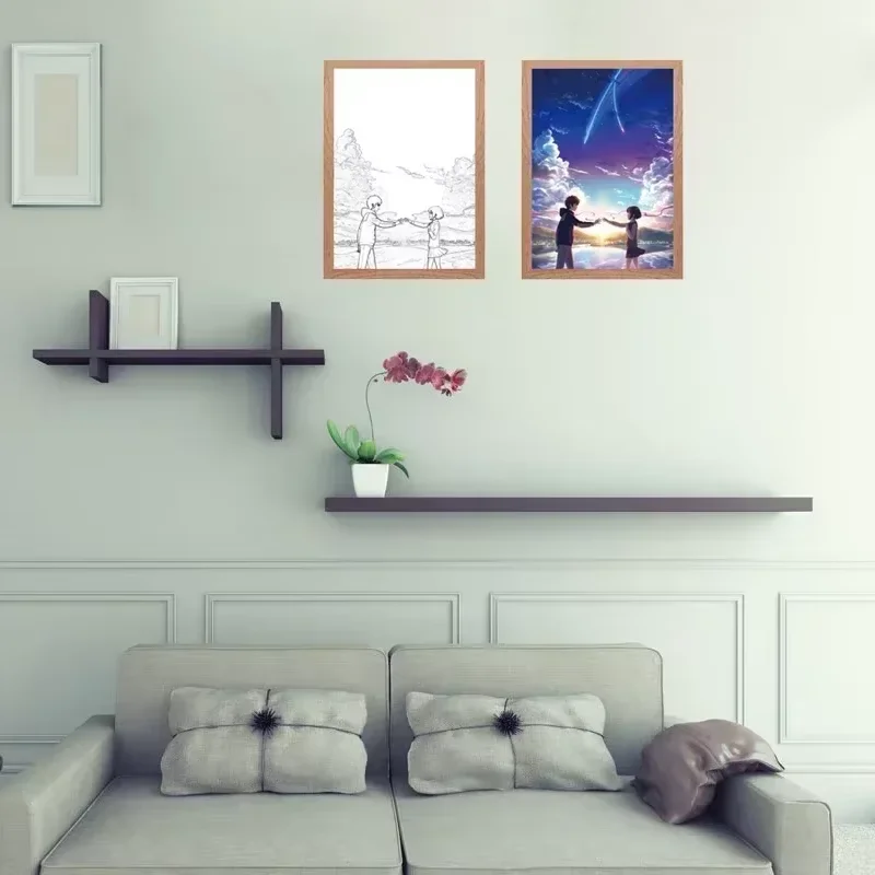 Personalized LED Anime your Name Art Light, HD Photo Frame with USB Dimming,Romantic Valentine's Day Home Decor Mood Night Light