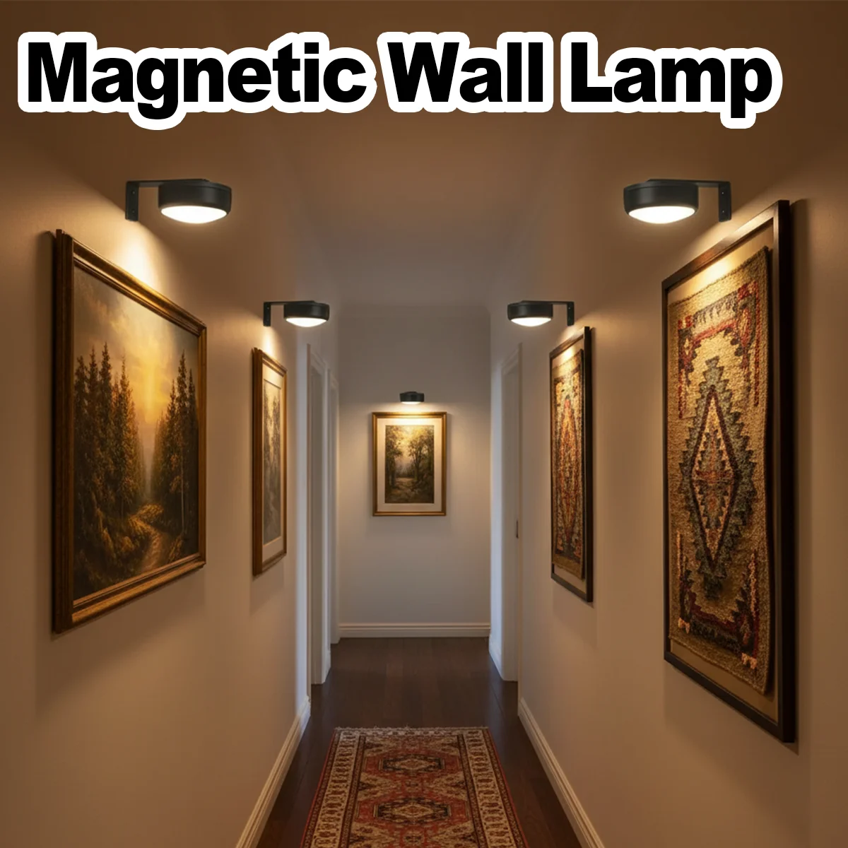 

Светодиодный светильник для картин на батарейках, 3 цвета, настенный светильник с регулируемой яркостью, магнитный художественный дисплей, бра, ночная беспроводная рамка с питанием