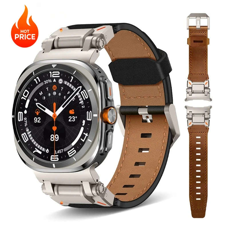 高級レザーバンド-samsung-galaxy-watch-ultra-2025用-ビジネスブレスレット-スポーツストラップ-galaxy-ultra-7-47mm用-隙間なし-ウォッチバンド