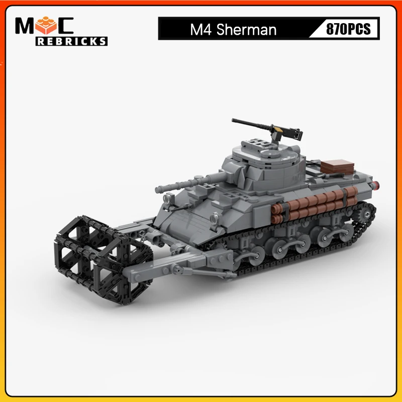 America Military War Series M4 Sherman Tank Assembling Building Blocks Soldier Weapons Model Suit Children's Toys Christmas Gift