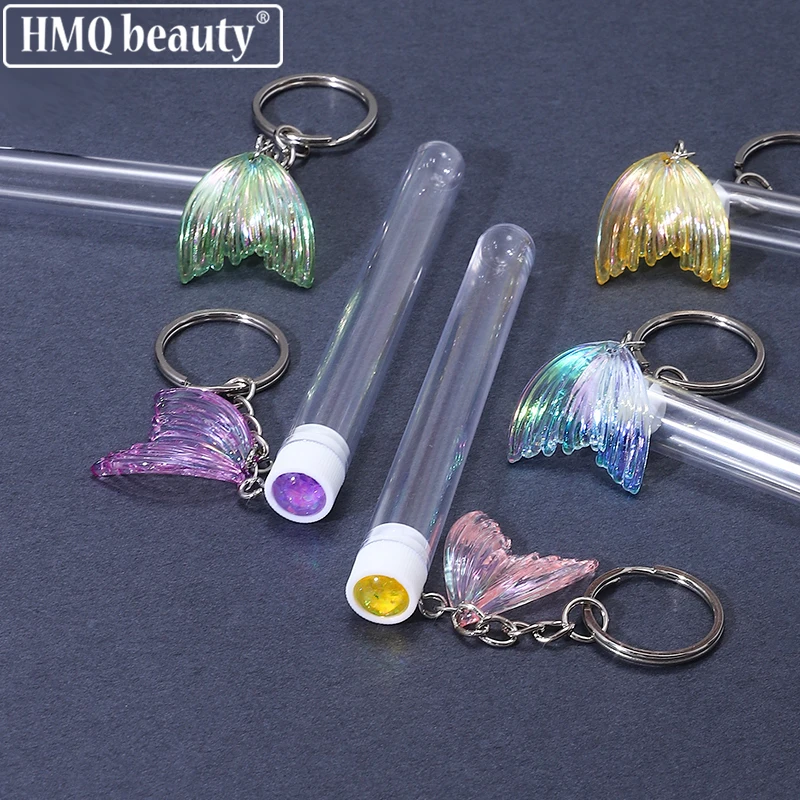 5Pcs Reusable Eyelash Brush Tube With Key Ring Fish Tail Decoration Eyelash Extension Dust-proof Mascara Wand Brush Tube