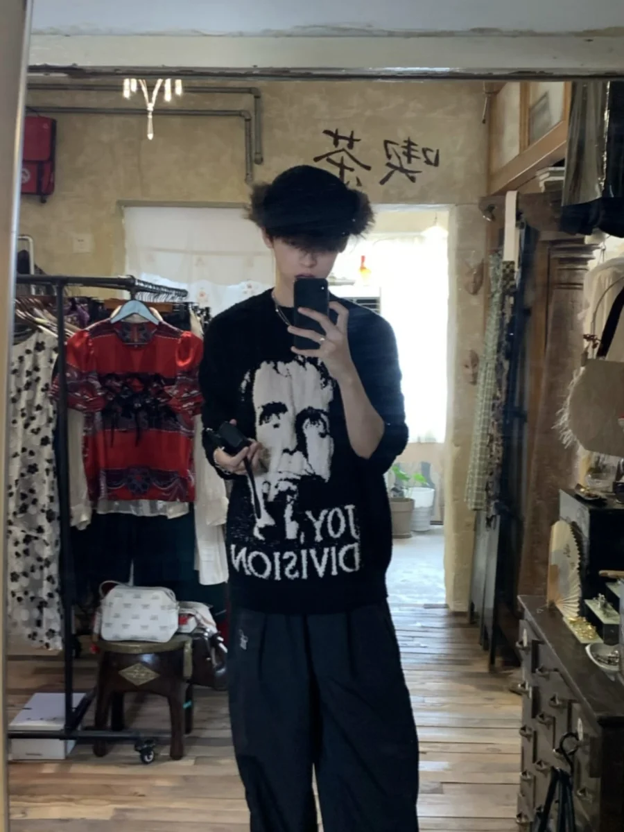 Cleanfit American Retro Mink Simulation Loose Fit round Ne Men's Sweater Winter Comfortable Skin-friendly Long Sve Top