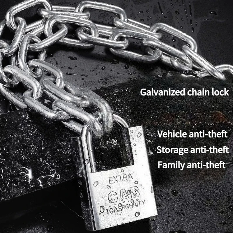 Heavy Duty Anti-theft Chain Key Padlock Anti Shearing Iron Chain Lock Door Tricycle Motorcycle Lock Gym Cabinet Waterproof Locks