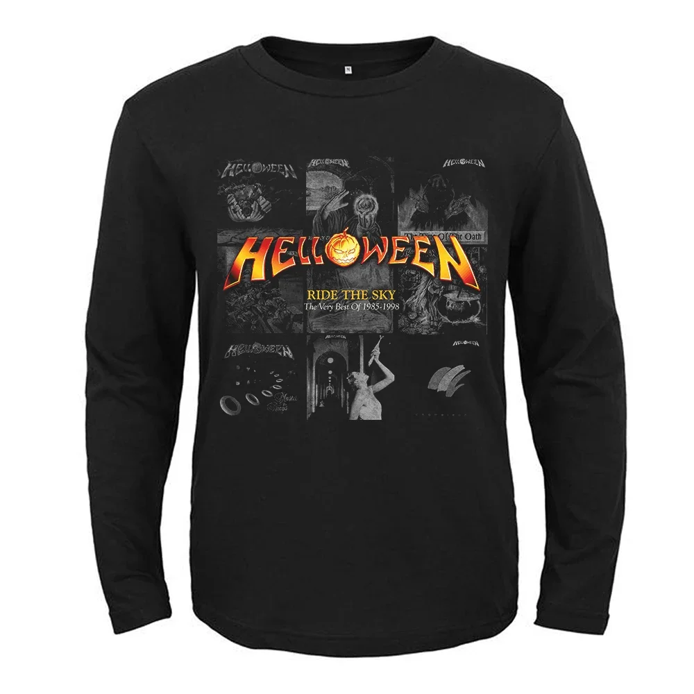 Heavy Metal Power Metal Helloween Band T Shirt Vintage Men Fashion Long Sleeve Tee Tops Casual Harajuku Streetwear Cotton Tshirt