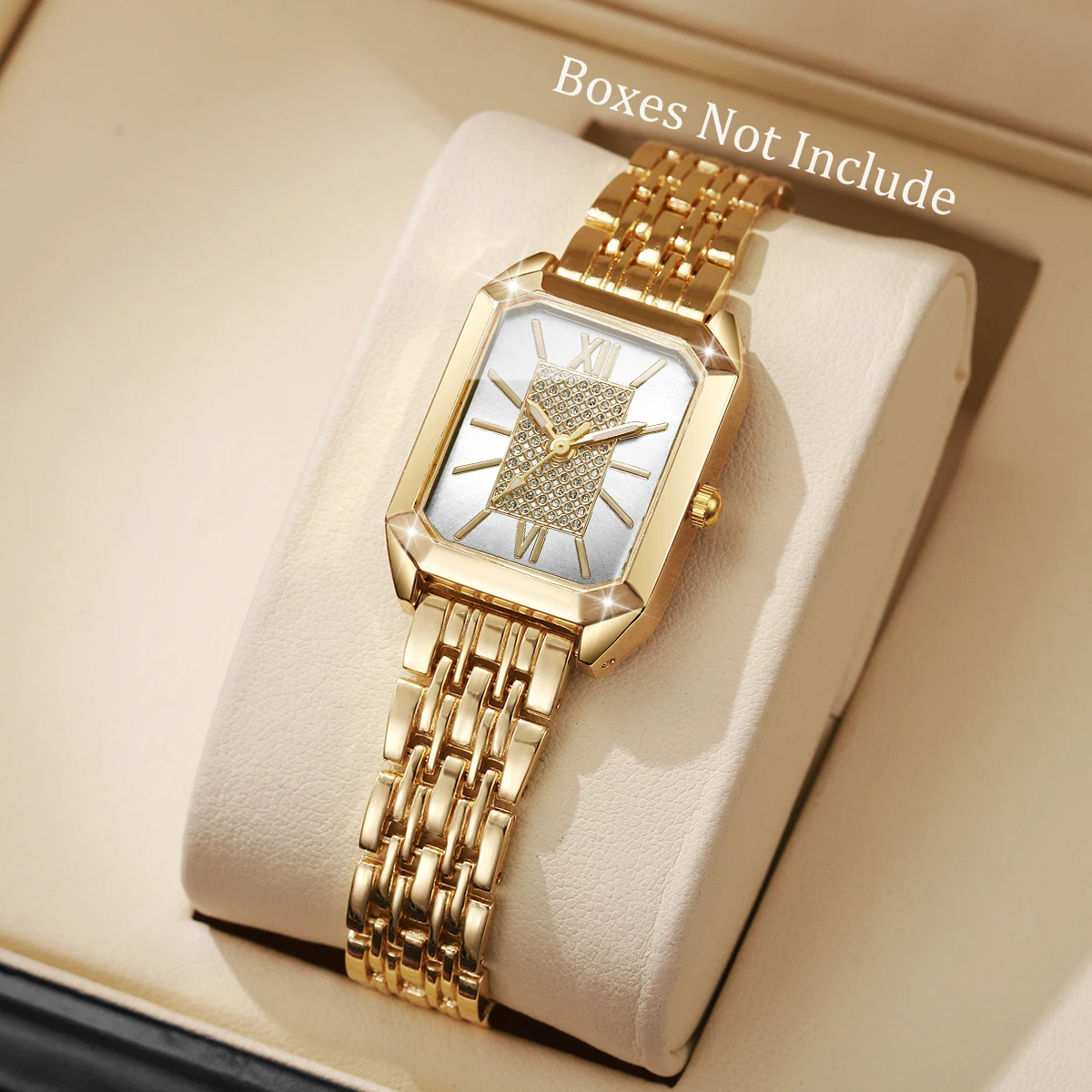 Fashion Rectangle Women Quartz Watch Ladies Stainless Steel Strap Wristwatches Reloj Mujer Girls Clock Gift（Without Box）